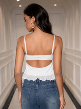 Lace Trim Cut Out Backless Crop Top